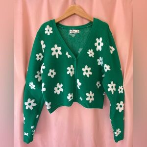 HOLLISTER FLORAL PRINT CARDIGAN IN GREEN